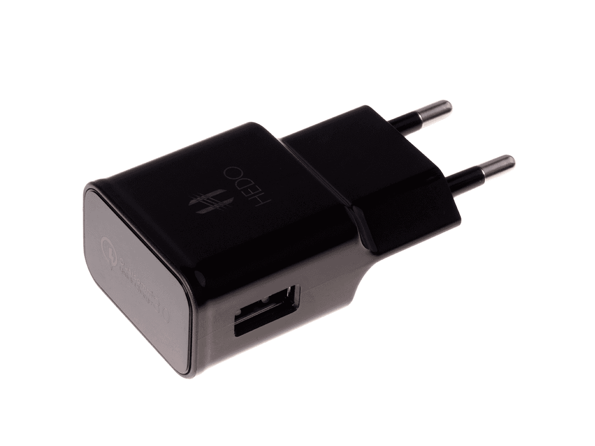 Adapter travel charger USB HEDO Qualcomm Quick Charge 3.0 2A - black (original)