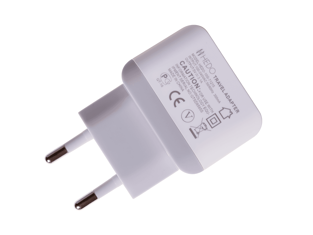 Oryginalna ładowarka sieciowa Adapter USB HEDO 2.1A - biała