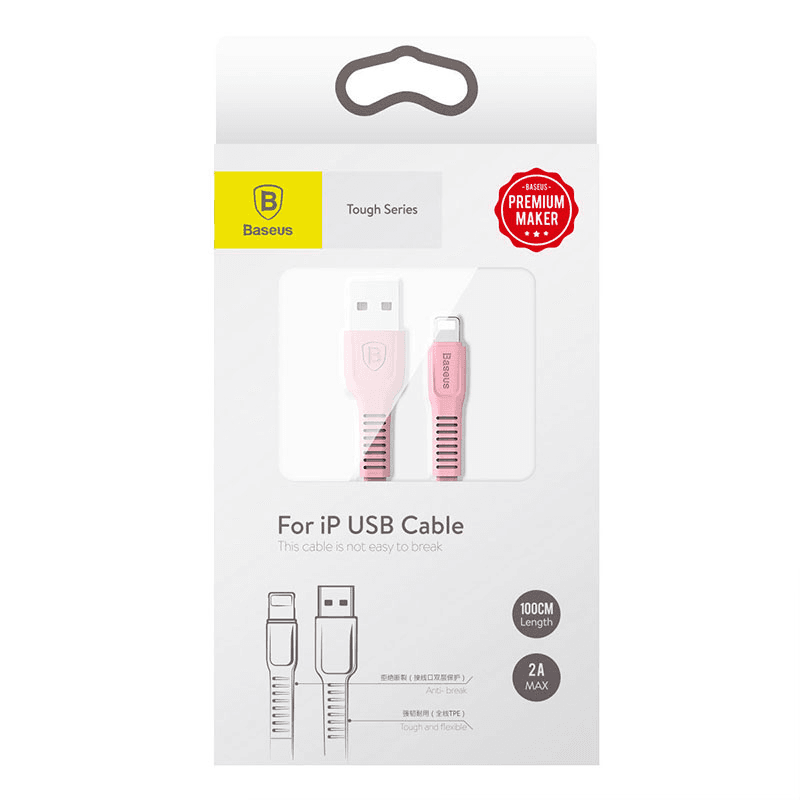 Kabel Tough Series iOS 2A 100cm Baseus růžový