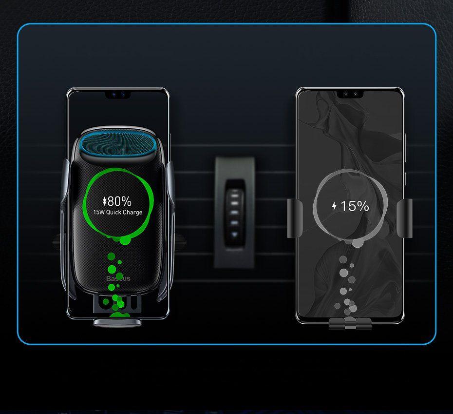 Baseus Milky Way 15W bezdrátová Qi autonabíječka do auta - automatický držák telefonu do auta WXHW02-01