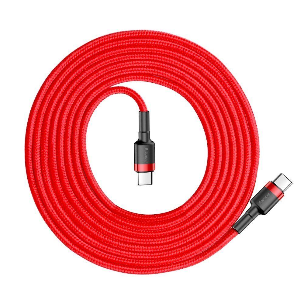 Nylon cable Baseus USB-C PD / USB-C PD PD2.0 60W 20V 3A QC3.0 2M red(CATKLF-H09)