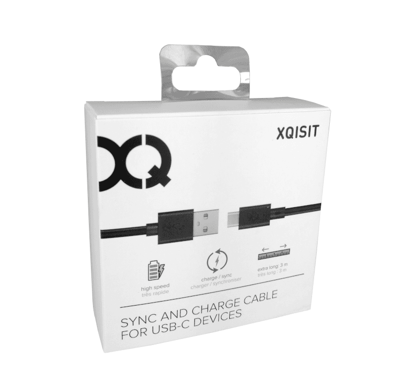 Oryginalny Kabel typ-C USB XQISIT 3A 3m czarny