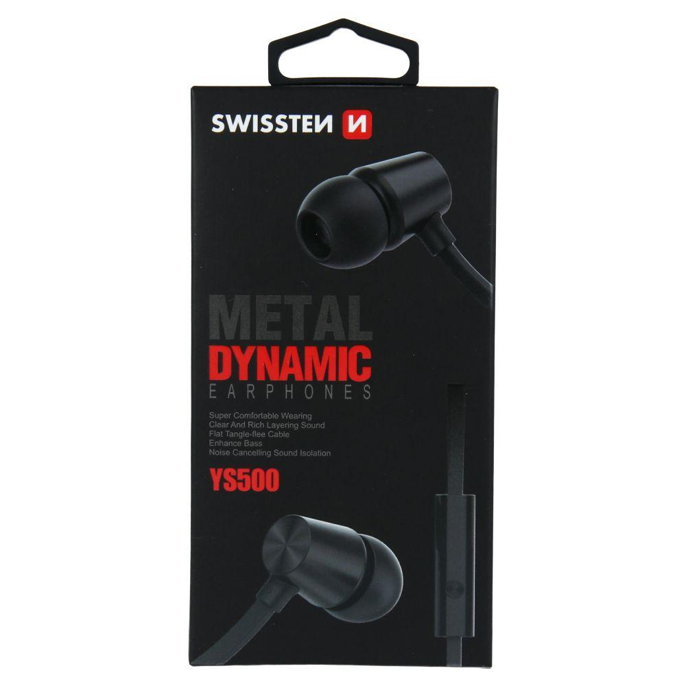 Swissten sluchátka YS500 černá - Metal Dynamic s mikrofonem pro iPhone - iPad - iPod a jiná zařízení