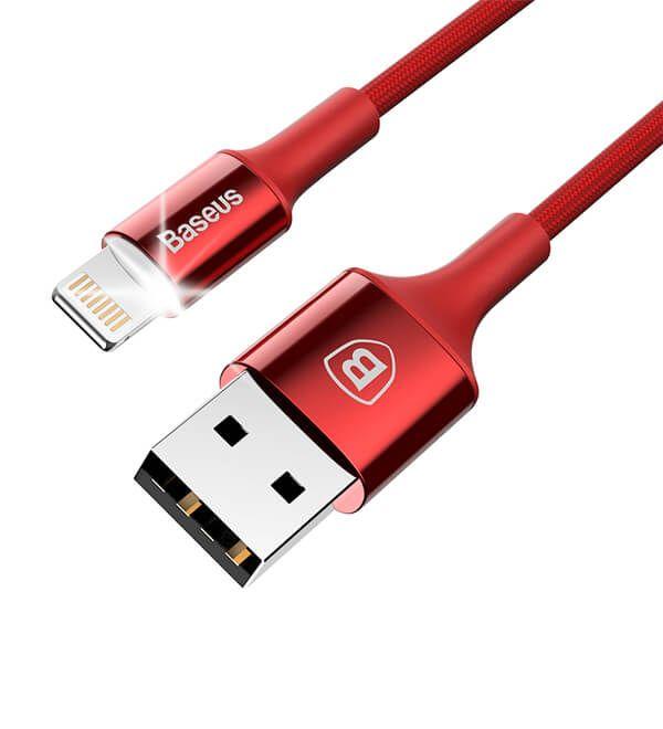 Kabel USB Baseus świecący iPhone Jet metal 1m czerwony ( CALSY-09 )