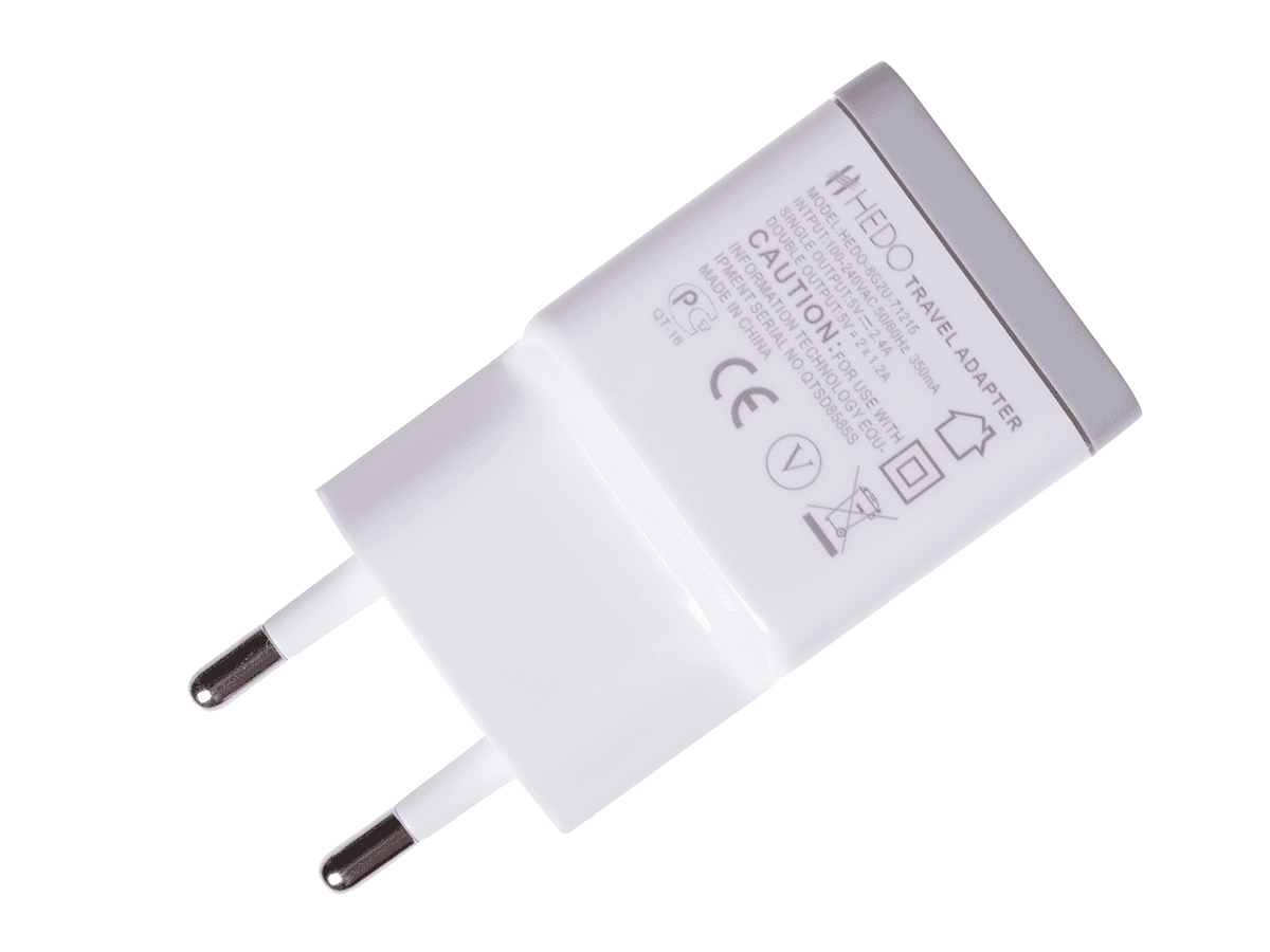 Adapter travel charger HEDO 2xUSB 2,4A - white (original)