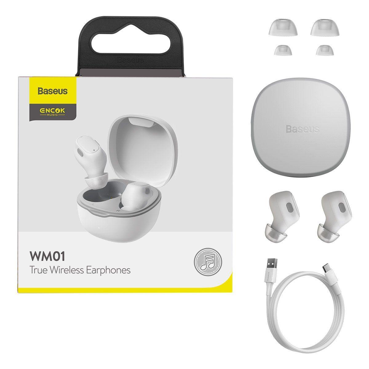 Baseus Encok WM01 TWS Wireless In-Ear Bluetooth 5.0 Earphones White (NGTW240002)