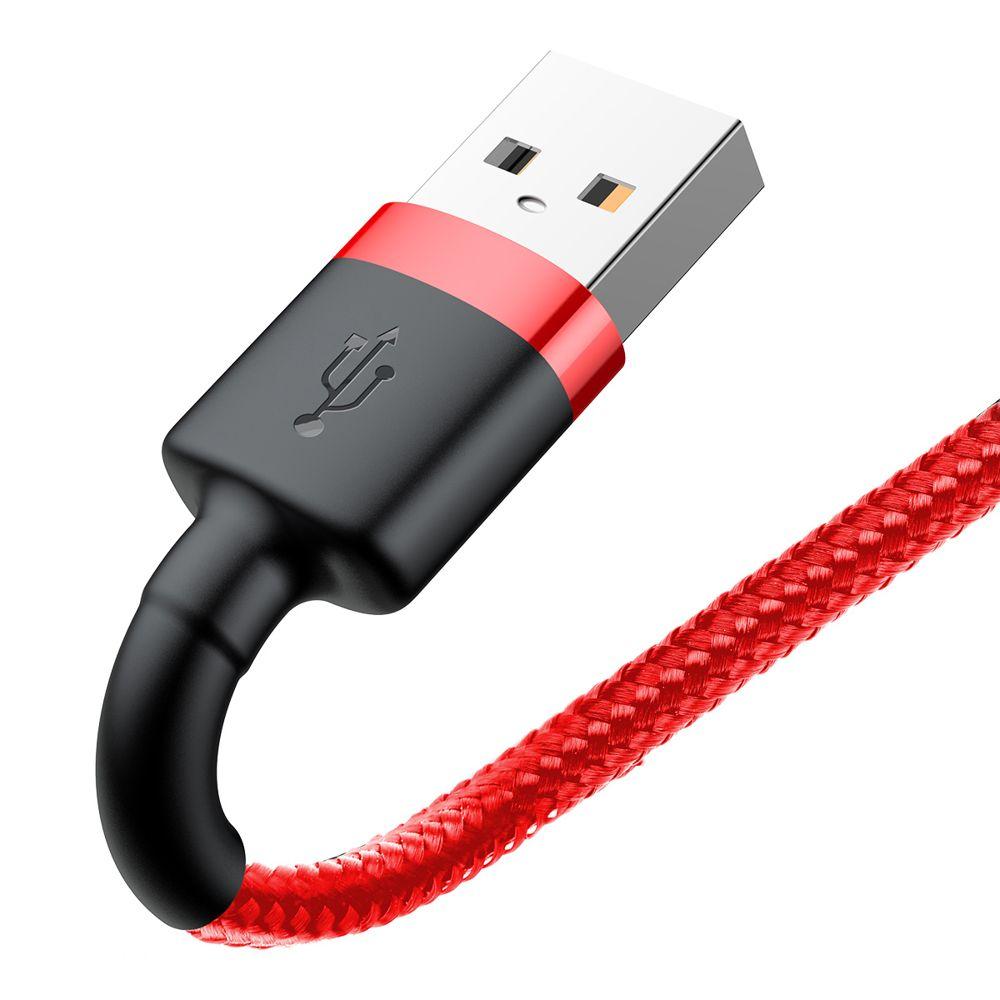 Baseus Cafule Cable wytrzymały nylonowy kabel przewód USB / Lightning QC3.0 1.5A 2M czerwony (CALKLF-C09)