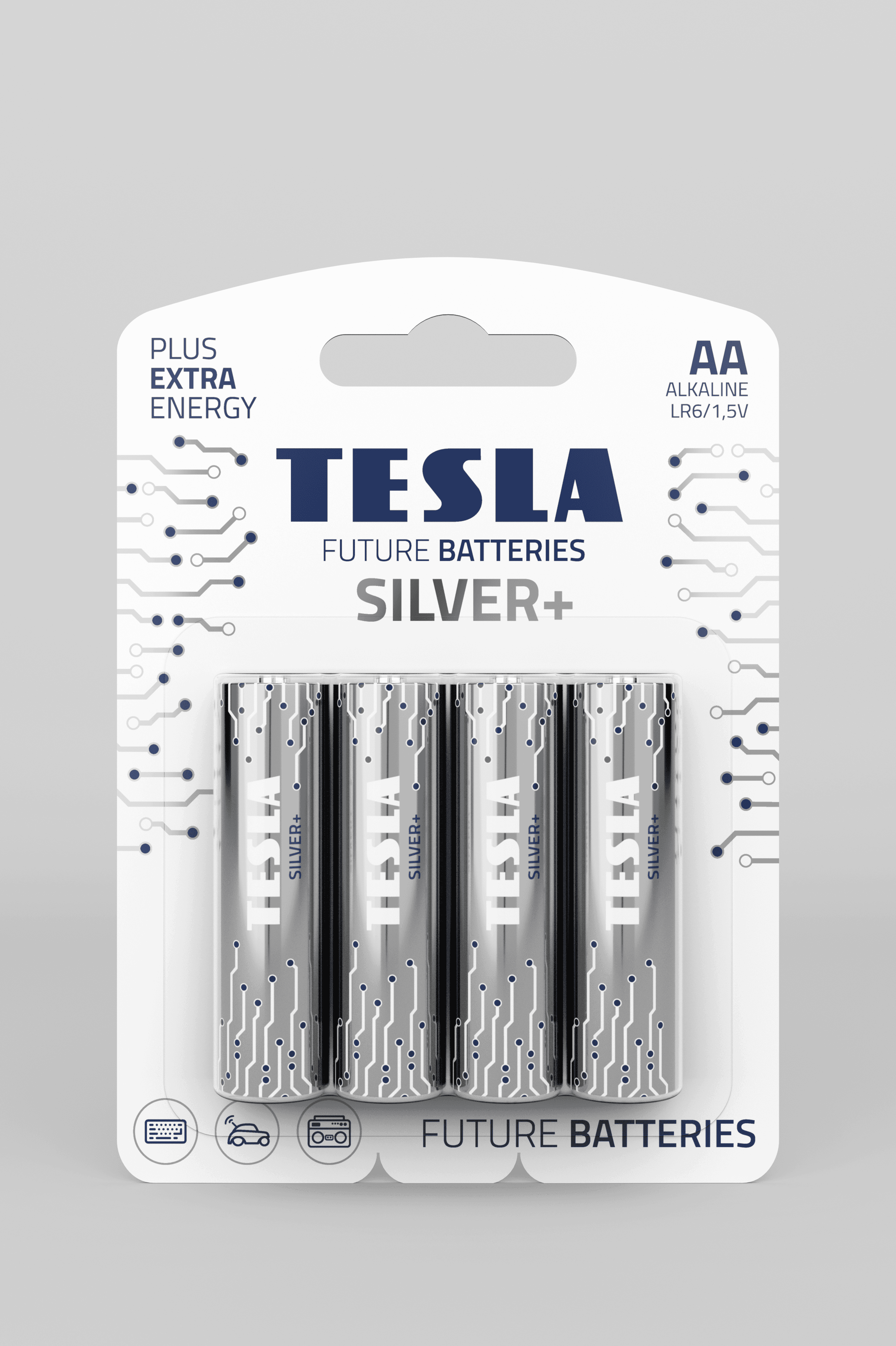Alkaline batteries TESLA AA/LR6/1,5V 4pcs SILVER+