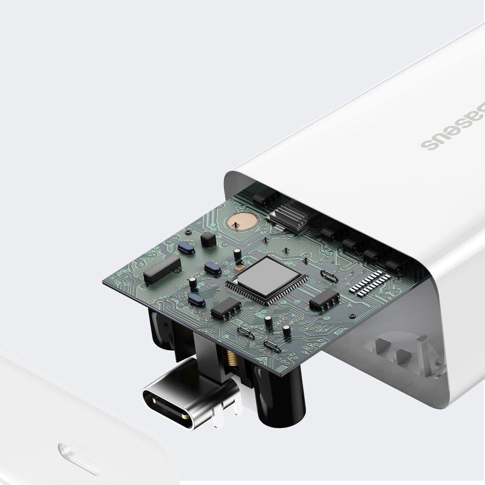 Baseus Speed Mini ładowarka sieciowa zasilacz EU do szybkiego ładowania USB Typ C 20W 3A biały (CCFS-SN02)