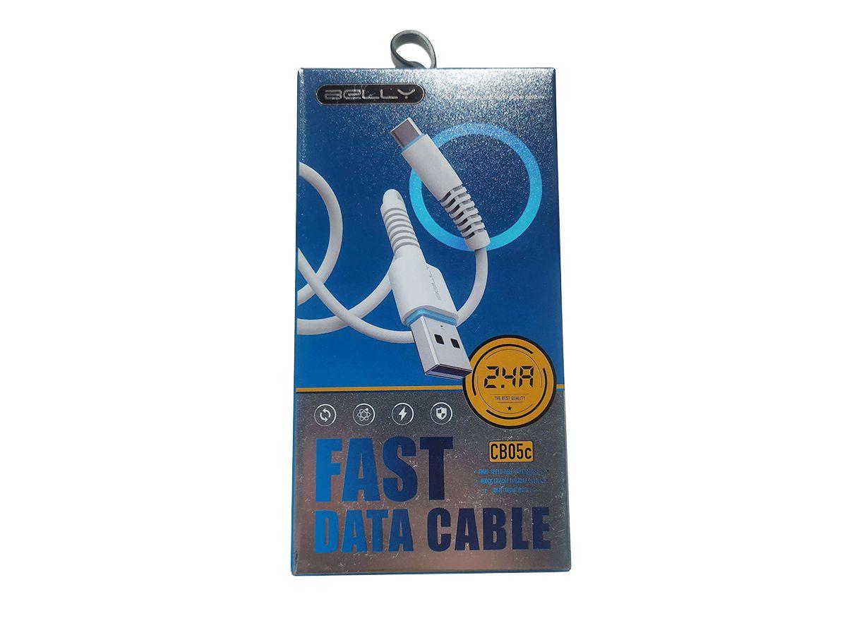 Kabel USB Typ C Belly rychlé nabíjení 1m  2.4A CB05c bílý