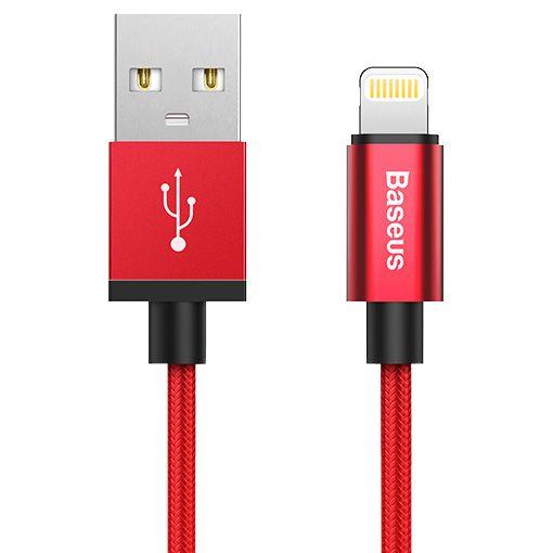 Baseus AntiLa Series Simple Version wytrzymały pleciony kabel przewód USB Lightning 1M 2.4A MFI czerwony (CAETRTC-MF09)