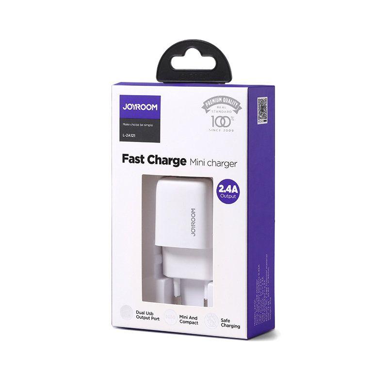 2x USB wall charger by Joyroom with a power of up to 12 W 2.4 A white (L-2A121)