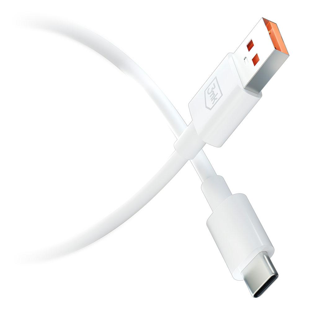 3mk Kabel Hyper Cable USB-A do USB-C 5A 1.2m biały
