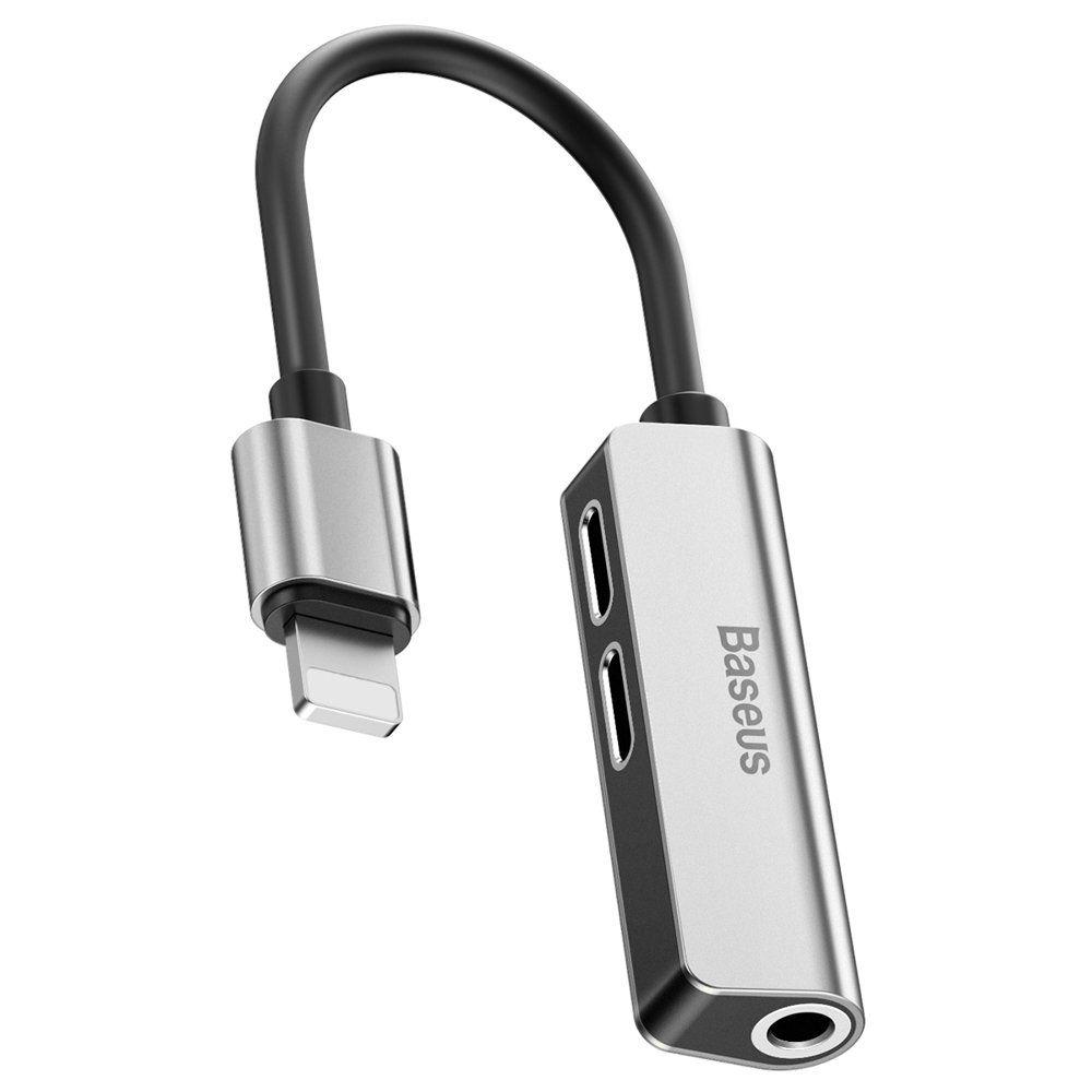Baseus 3-in-1 iP Male to Dual iP & 3.5mm Female Adapter L52 silver (CALL52-S1)