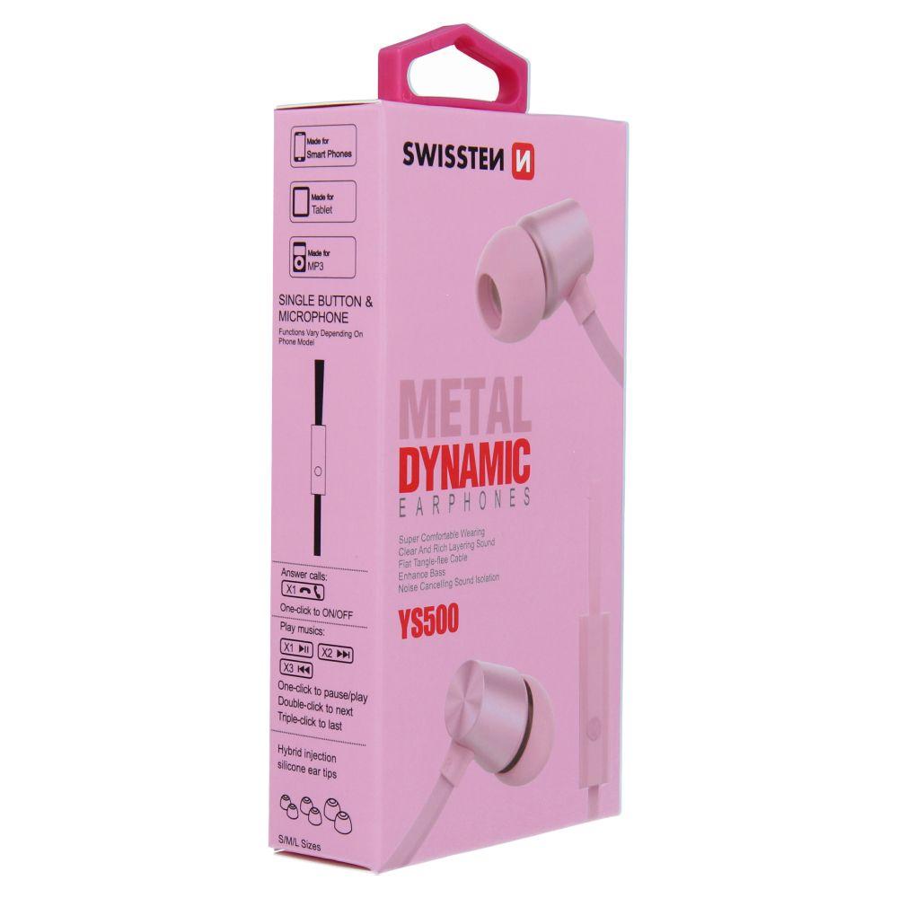 Swissten sluchátka Dynamic YS500 s jack 3,5mm růžová