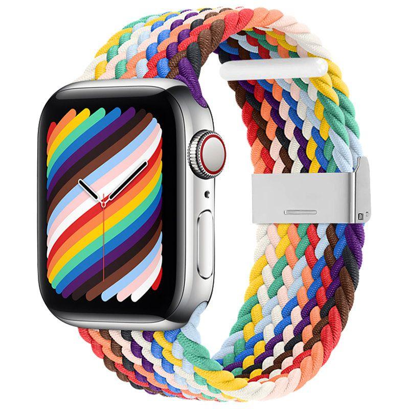 Strap Fabric opaska do Apple Watch 7 / 6 / SE / 5 / 4 / 3 / 2 (41mm / 40mm / 38mm) pleciony materiałowy pasek bransoletka do zegarka wielokolorowy (2)