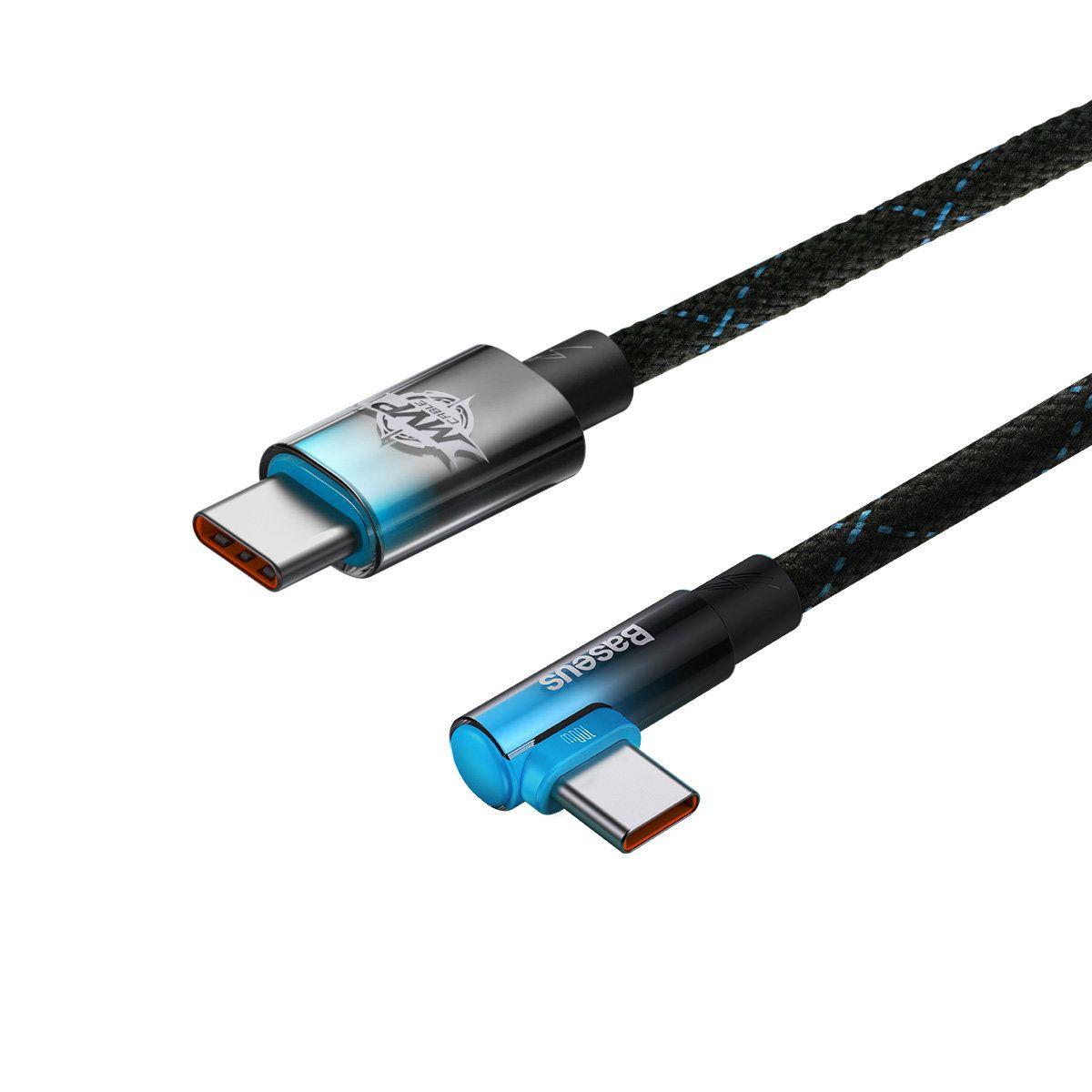 Baseus MVP Elbow angled cable - Napájecí kabel s bočním konektorem USB Typ-C / USB TypCC 2m 100W 5A modrý CAVP000721