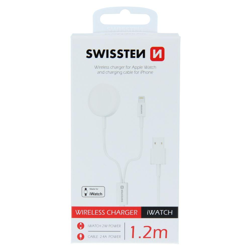 Swissten bezdrátová nabíječka 2v1 Apple Watch and lightning USB-C 1.2m