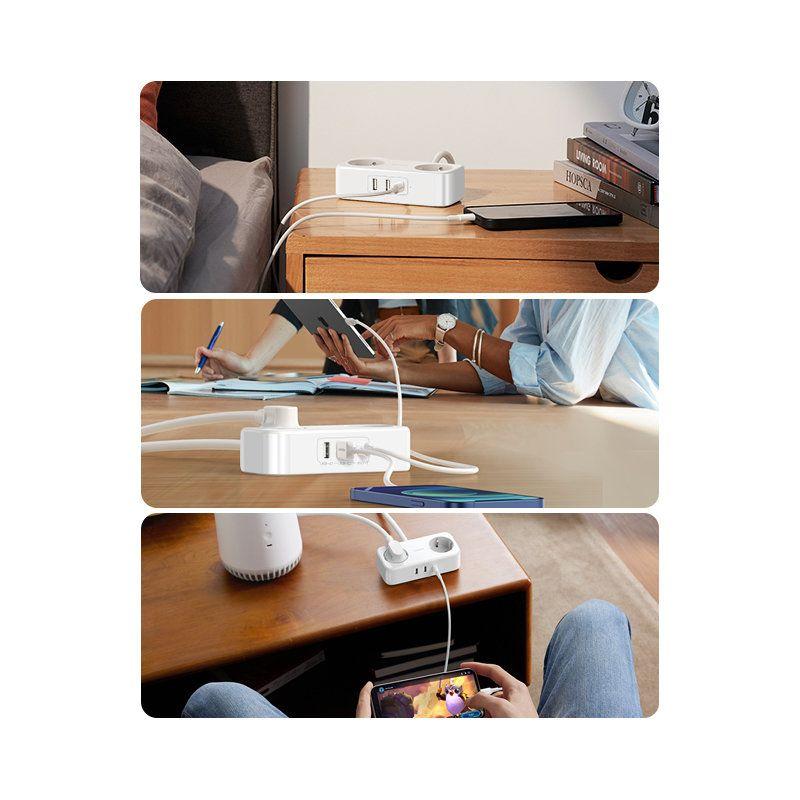 UGREEN listwa zasilająca przedłużacz sieciowy z portami 2x USB, 1x USB-C biały