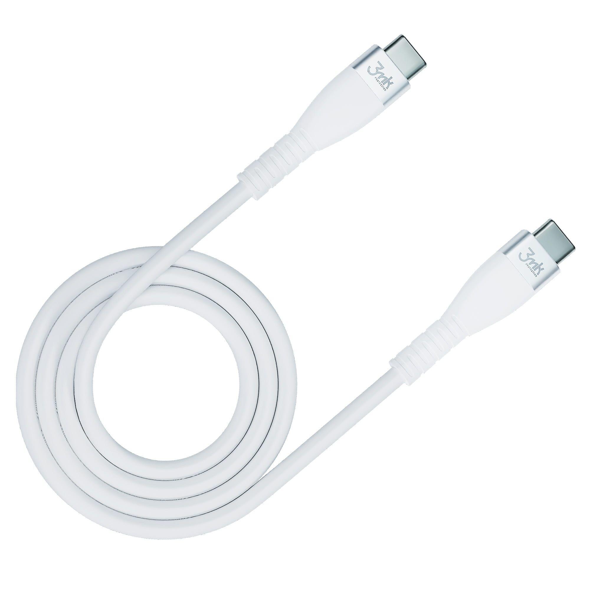 3mk Hyper Silicone Cable Type-C to Type-C 60W 3A 1M White