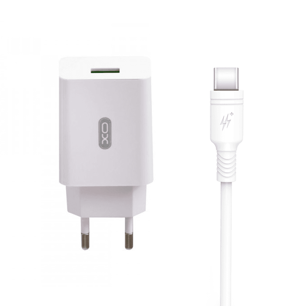 XO wall charger L36 QC 3.0 18W 1x USB white + USB-C cable