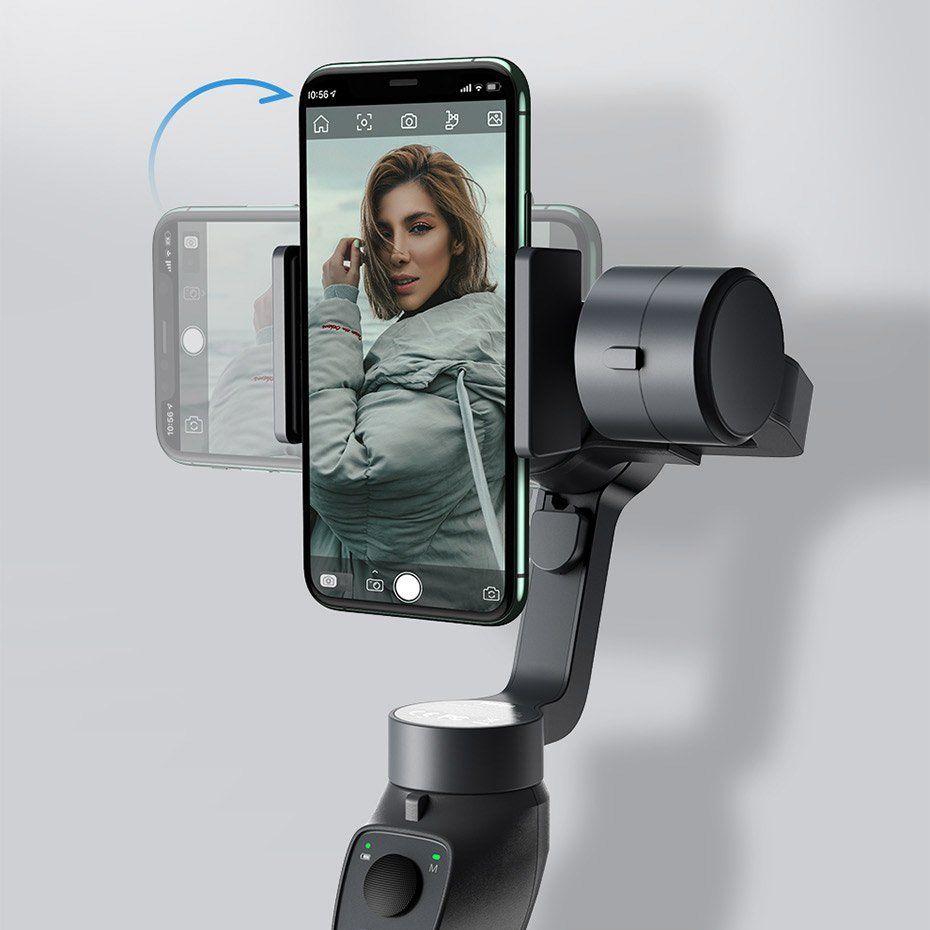 Baseus 3-Axis Smartphone Handheld Gimbal Stabilizer for photos and video recording iOS Android compatible Live Vlog YouTube TikTok gray (SUYT-0G)