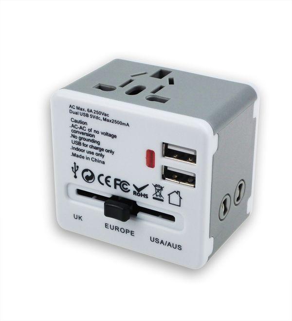 Universal adapter 2 ports USB 6A (USA, UK, EURO)