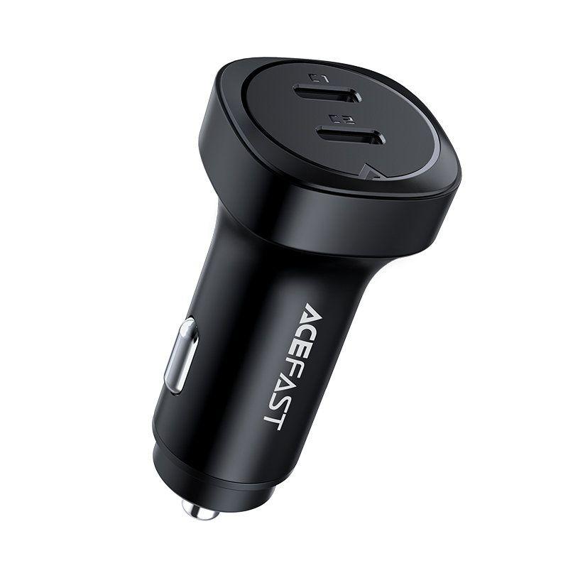 Acefast car charger 72W, 2x USB Type C, PPS, Power Delivery, Quick Charge 3.0, AFC, FCP black