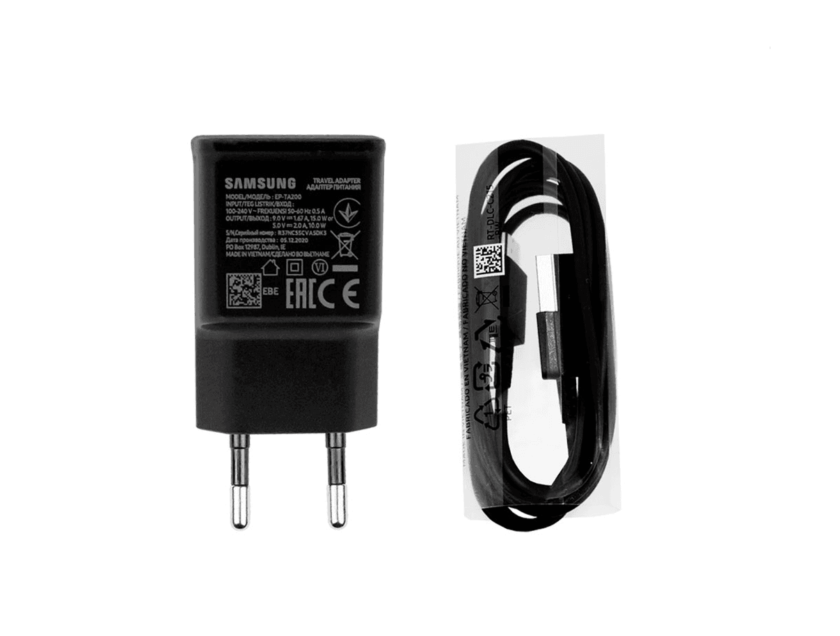 EP-TA200EBE + EP-DG970BBE Samsung 15W Travel Charger + USB-C Data Cable Black (OOB Bulk)