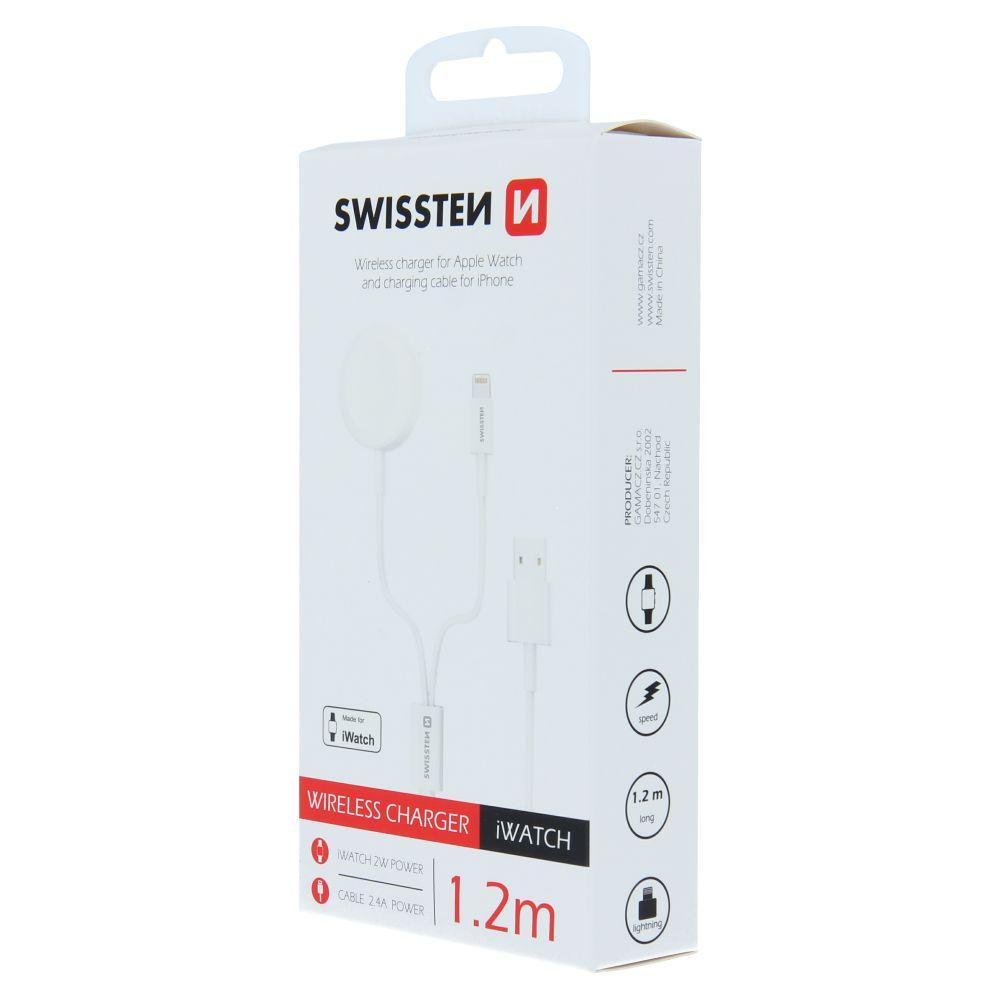 Swissten bezdrátová nabíječka 2v1 Apple Watch and lightning USB-C 1.2m