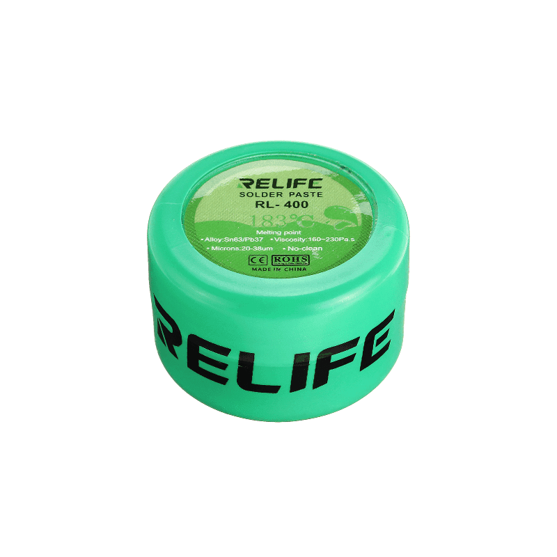 RELIFE RL-400 lead solder paste with a melting point of 183°C - 20g