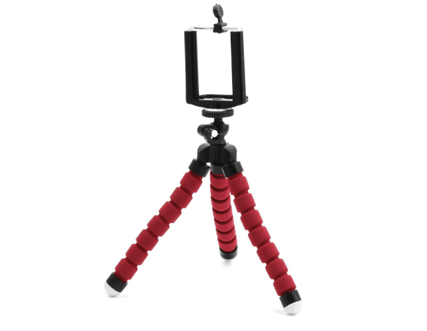 Flexible tripod stand on the phone red
