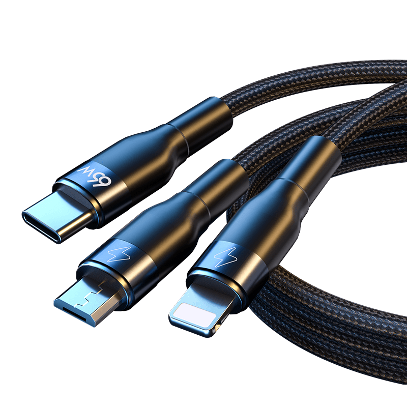 Joyroom USB kabel 3v1 - USB Typ-C -  micro USB - Lightning 66W 6A 1.2m černý S-1260G5