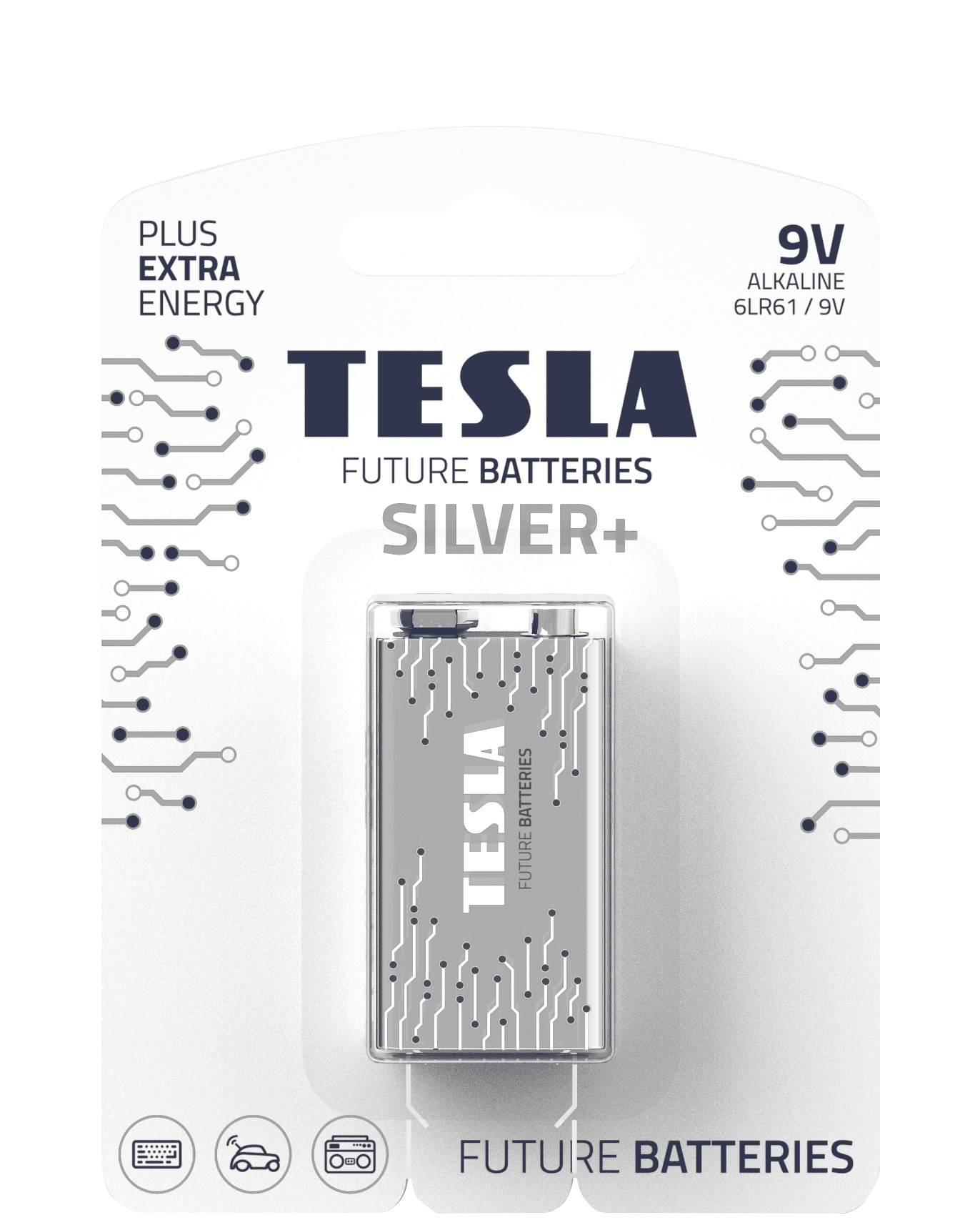 Alkaline batterie TESLA 9V/6LR61 1pcs SILVER+