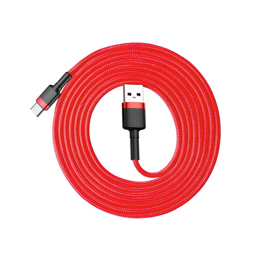 Baseus Cafule Cable wytrzymały nylonowy kabel przewód USB / USB-C QC3.0 2A 2M czerwony (CATKLF-C09)
