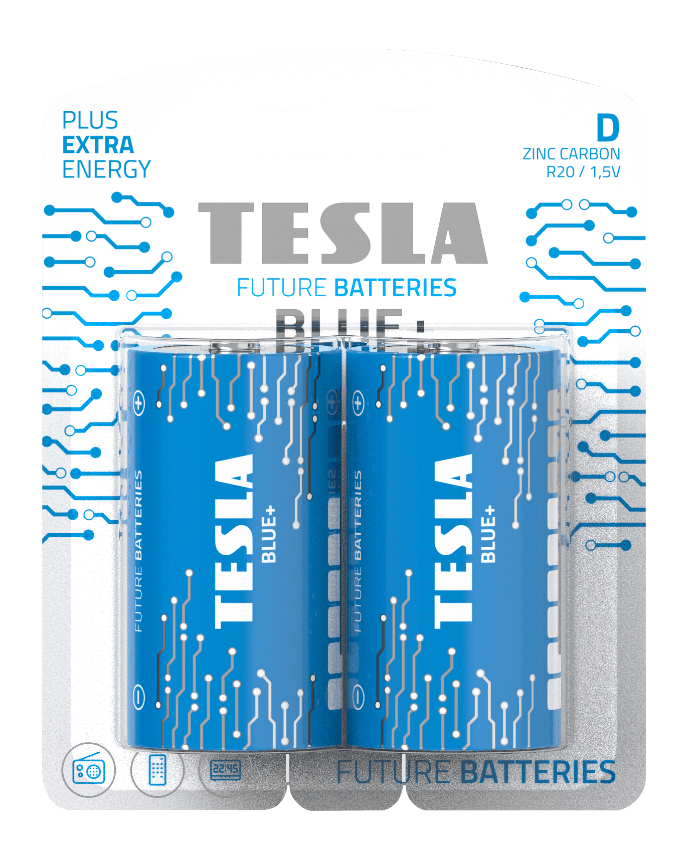 Zinc-carbon battery TESLA C/R14/1,5V 2pcs BLUE+
