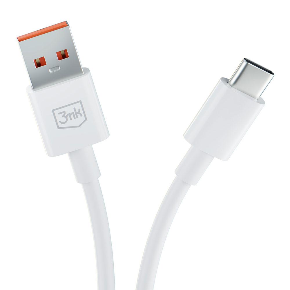 3mk Hyper USB kabel USB-A na USB-C 1,2 m 5A bílý