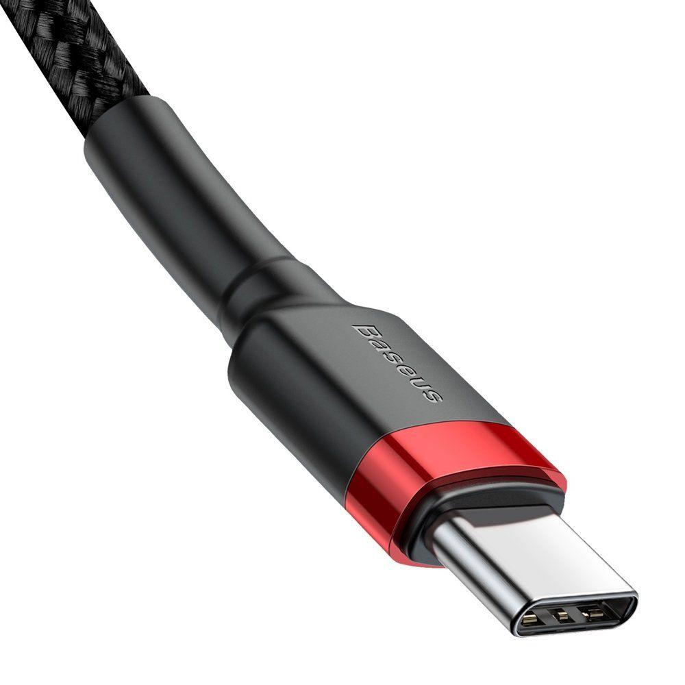 Nylonový kabel Baseus USB-C PD / USB-C PD PD2.0 60W 20V 3A QC3.0 1M černo-červený Catklf-g91