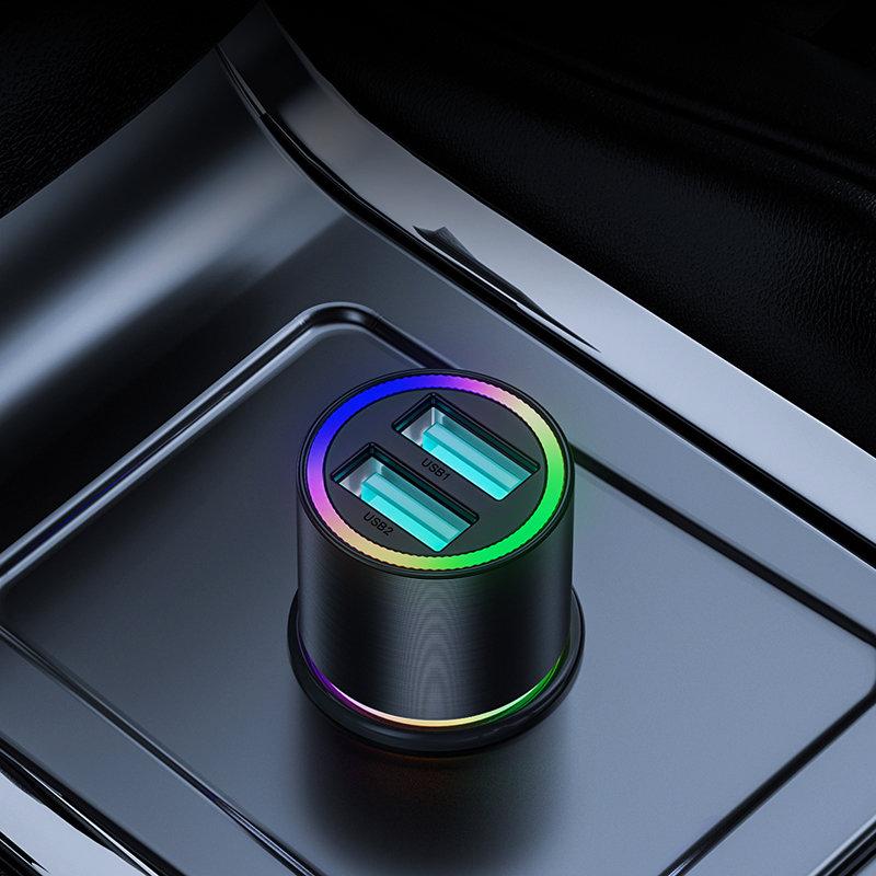 Joyroom car charger 2 x USB with illumination 24W black (JR-CL10)