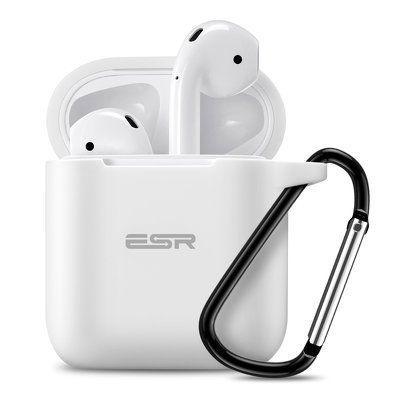 Silicone case airpods white with a carabiner