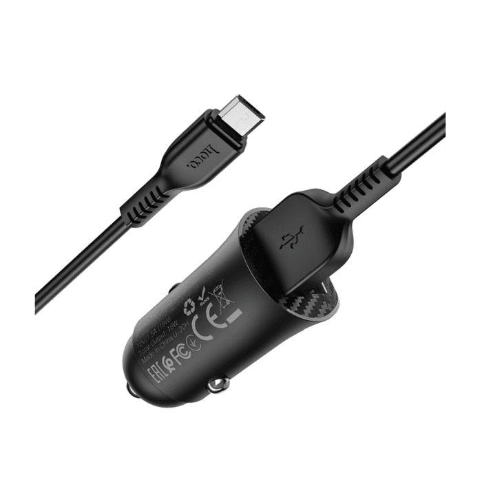 Hoco autonabíječka Z39 18W 2x USB3.0 + kabel MicroUSB černá - adaptér do auta