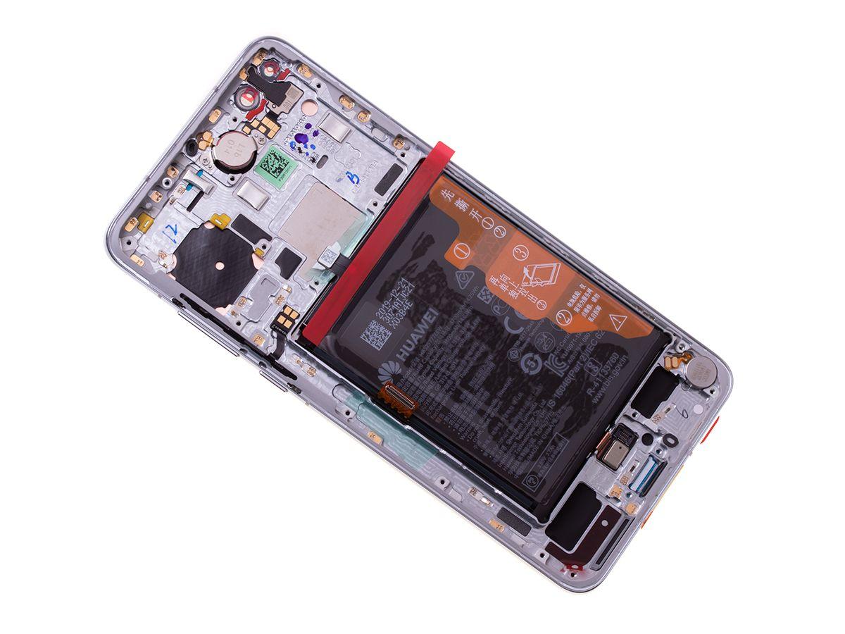 Originál přední panel LCD + Dotyková vrstva s baterii Huawei P40 bílo-stříbrný