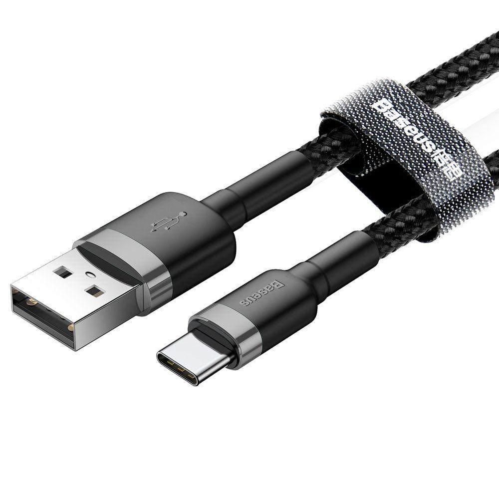 Kabel nylonový Baseus USB / USB-C QC3.0 2A 3M černý CATKLF-UG1