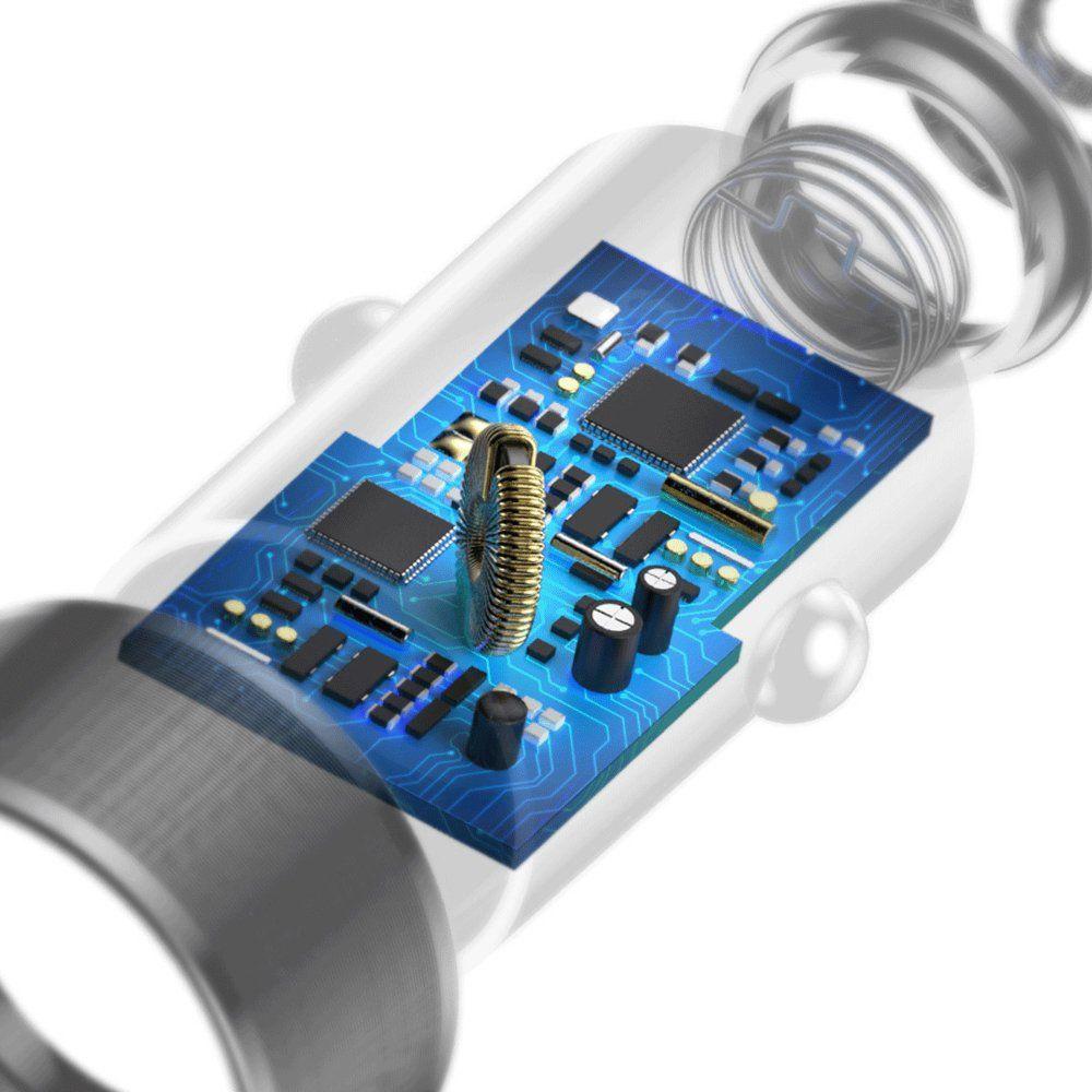 Baseus Small Screw 3.4A inteligentna ładowarka samochodowa 2x USB + kabel USB Typ-C 1m 2A czarny (TZXLD-B01)