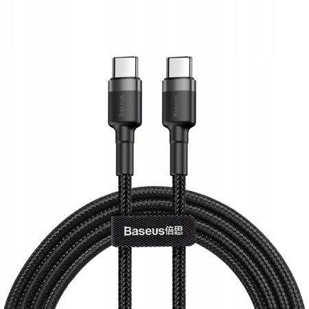 Kabel nylonowy Baseus PD 2x USB-C, 2m czarny (CATKLF-HG1)