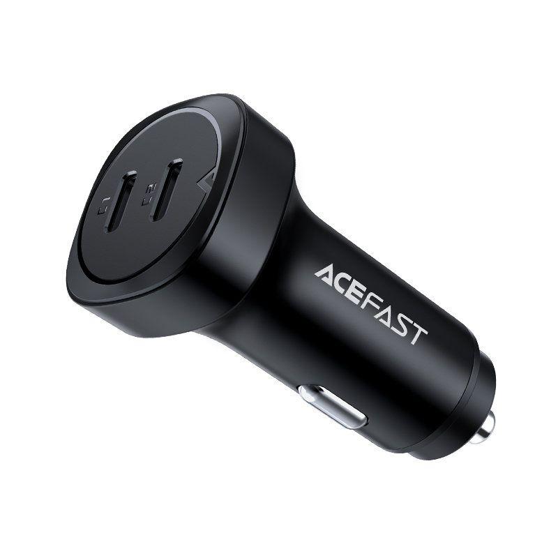 Acefast car charger 72W, 2x USB Type C, PPS, Power Delivery, Quick Charge 3.0, AFC, FCP black