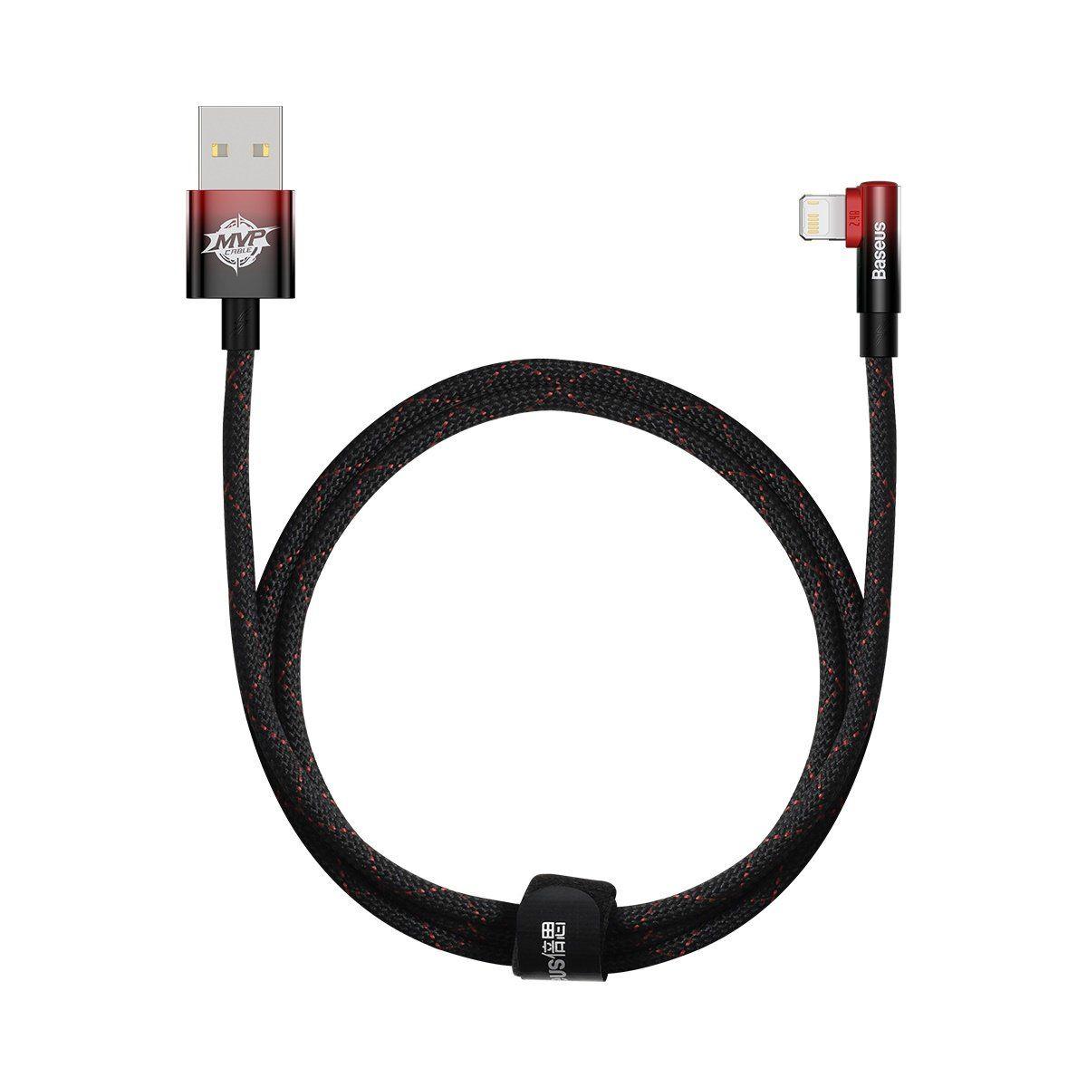 Baseus MVP 2 Elbow kątowy kabel przewód z bocznym wtykiem USB / Lightning 1m 2.4A czerwony (CAVP000020)
