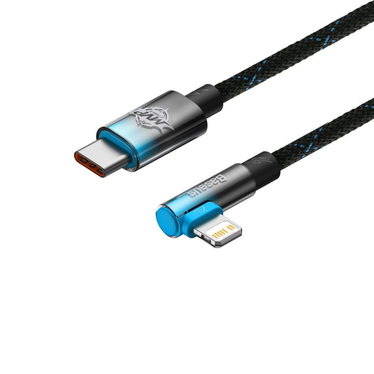 Baseus MVP 2 Elbow kątowy kabel przewód Power Delivery z bocznym wtykiem USB Typ C / Lightning 2m 20W niebieski (CAVP000321)