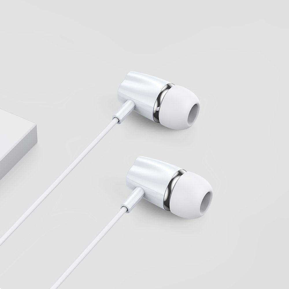 Joyroom in-ear earphones 3.5mm mini jack with remote and microphone white (JR-EL114)