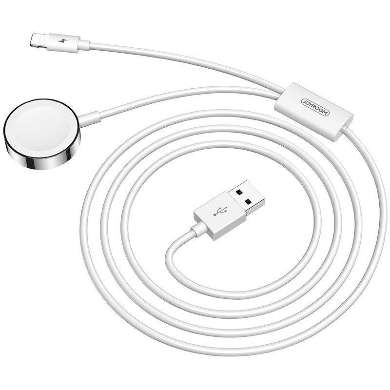 Joyroom 2in1 wirelee Qi charger for Apple Watch / USB - Lightning cable 1,5 m white (S-IW002S)